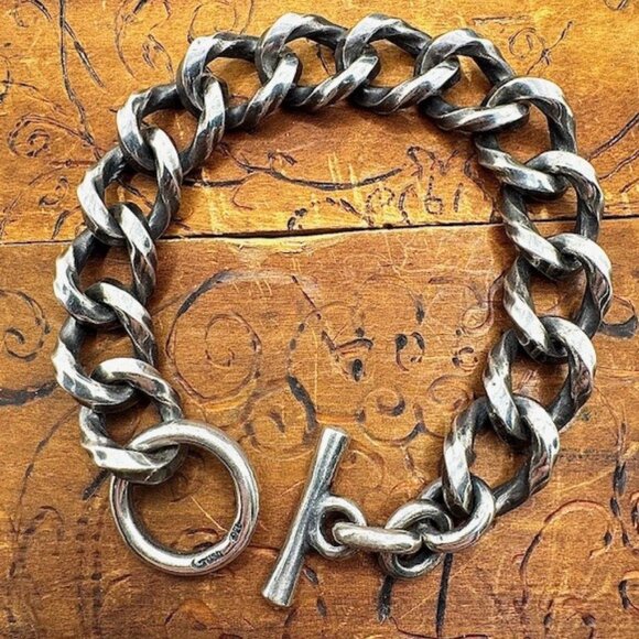 Gaboratory Gabor Vintage Silver Gush Cuban Link Biker BRACELET 925 - Picture 1 of 11